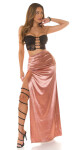 Sexy Koucla draped Maxi Skirt in Satin Look black XL