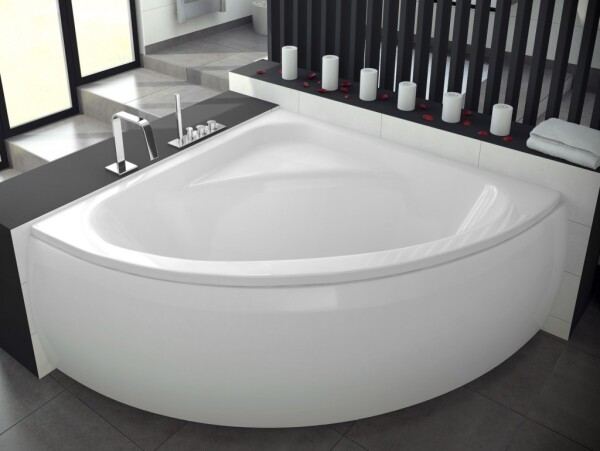 BESCO - Rohová vaňa LUKSJA - Nožičky k vani - S nožičkami, Rozmer vane - 148 × 148 cm VANLUK150 + OLVPINOZSTELWD