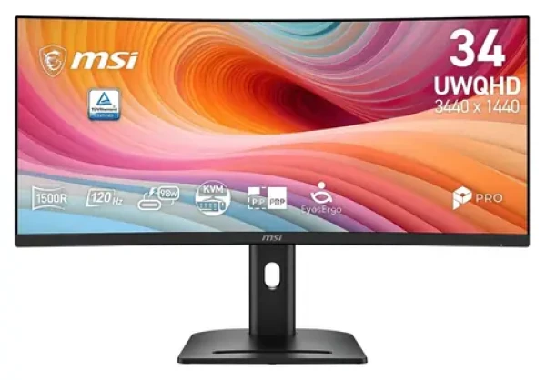 34" MSI PRE MP341CQPHG E12 čierna / Monitor / VA / UWQHD / 21:9 / 120Hz / 4ms / HDMI + DP + USB-C / VESA (PRO MP341CQPHG E12)