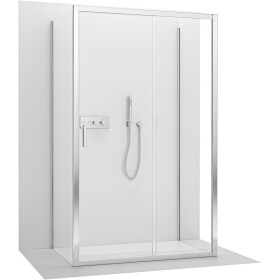 CERANO - Trojstenný sprchovací kút Varone LINE UL/P - 6 mm - chróm, transparentné sklo - 90x90x195 - posuvný CER-DY505-9099