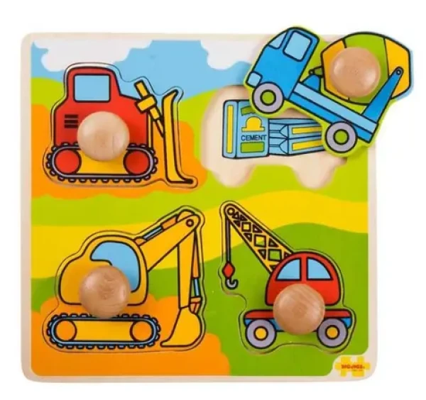 Bigjigs Toys Vkladacie puzzle stavebné stroje