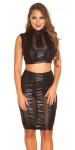 Sexy KouCla Wetlook Crop Top With Mesh black M