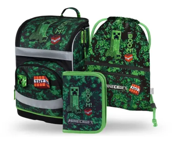 BAAGL SET 3 Zippy PLUS Minecraft Boom: aktovka, peračník, sáčok (A-35984)