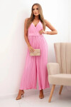 Plisovaný viskózový overal svetloružový UNI