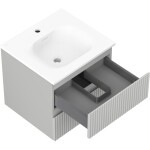 MEXEN/S - Rivel kúpeľňová skrinka 50 cm s umývadlom Vela, 2 zásuvky, reliéf, šedá mat/biela mat 91A20-05047-2-BFF62-W23M01