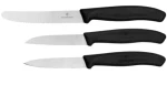 VICTORINOX súprava 3 ks nožov čierna / 1x nôž ostrý (8cm) / 1x nôž zubatý (8 cm) / 1x nôž zubatý (11 cm) (V-6.71 13.3G)