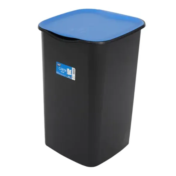 Belli e Forti odpadkový kôš RECYCLING čierny, modré veko / Odpadkový kôš na triedený odpad / 50 l / triedenie papiera