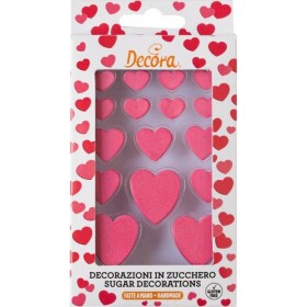 Cukrová dekorácia červené srdiečka, 16 ks - Decora - Decora