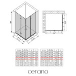 CERANO - Sprchovací kút Volpe Duo Ľ/P - 6 mm - čierna matná, transparentné sklo - 90x90x190 - zalamovacia CER-427384
