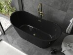 MEXEN/S - Montana vaňa voľne stojaca 170 x 80, čierna, sifón a prepad zlatá 52011708070-50