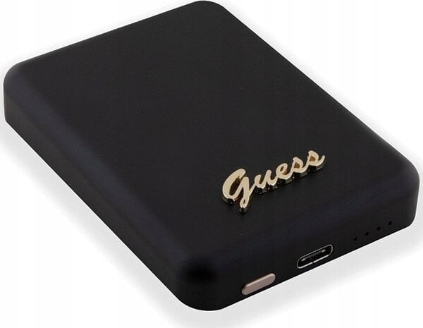 Guess Guess Powerbank indukcyjny 15W GUPBM5ALGSGK 5000mAh Čierny/black MagSafe Metal Script Logo