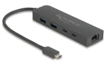 DeLock USB-C Hub 5portový čierna / USB hub / 10 Gbps / 2,5 G LAN / PD 85 W (64110)