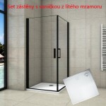 H K - Sprchovací kút BLACK SAFIR A2 100cm s dvoma jednokrídlovými dverami vrátane sprchovej vaničky z liateho mramoru SE-BLACKSAFIRA2100 / THOR-100sq