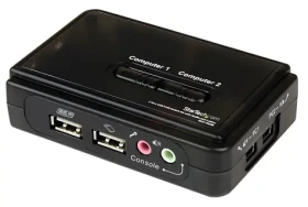 StarTech 2-portový USB KVM switch s audiom / KVM switch / 2x PC / USB / audio / káble súčasťou balenia (SV211KUSB)