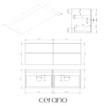 CERANO - Kúpeľňová skrinka Velora - biela matná, úchytka čierna + doska z lit. mramoru Elanys - 12 mm - biela matná - 140x54,2x46,5 CER-679405