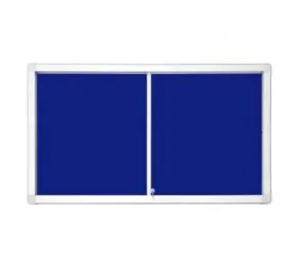 2x3 Interiérová vitrína s posuvnými dverami 97 x 70 cm (8xA4) / modrý filc (5907627304564)