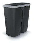 Prosperplast COMPACTA Q DUO čierny / Odpadkový kôš / 45 l / plast / šedé veko (NDAB45-429U/S411)