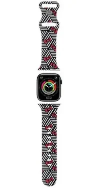 Hello Kitty Silicone Bows Stripes čierna / Remienok pre Apple Watch / 38/40/41mm (HKAWMSDIEZK)