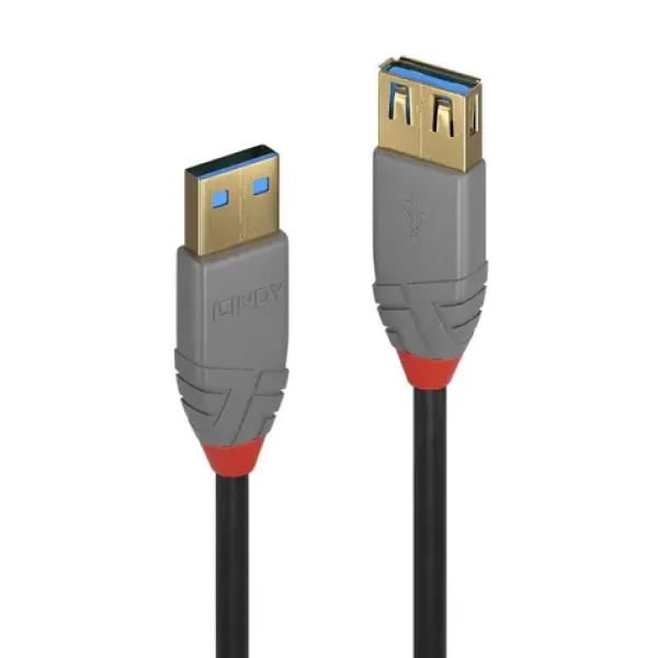 Lindy Anthra Line USB-A - USB-A čierna / Predlžovací kábel / USB 3.2 Gen 1 / 5 Gbit/s / 1 m (36761)