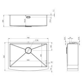 SAPHO SAPHO - AMERICAN polozapustený nerezový drez 70x50cm, gun metal ZN7050B
