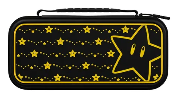 PDP Travel Case Plus GLOW Super Star černo-žlutá / Pouzdro pro Nintendo Switch / svítí ve tmě / nosné držadlo (500-224-STGD)