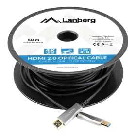Lanberg CA-HDMI-20FB-0500-BK / Optický kábel HDMI / M/M / 50m / V2.0 / 4K / AOC (CA-HDMI-20FB-0500-BK)