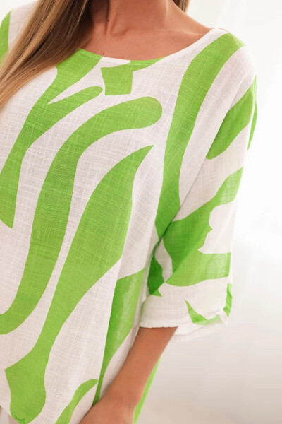 Dámska bavlnená blúzka s abstraktným vzorom zelená UNI