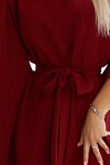 287-34 SOFIA Dámske šaty s motýlikom a viazaním v páse - Bordeaux S/M