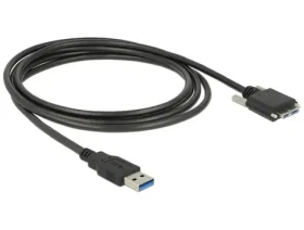 DeLock Micro-USB - USB-A 1 m čierna / Kábel USB 3.0 / krídlové skrutky (83597)