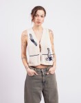 Thinking MU Swimmers Ecru Robbie Knitted Vest ECRU S