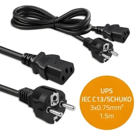 Napájací kábel SCHUKO CEE 7/7 (E/F) - IEC C13 1,5 m / Napájací kábel / 3x 0,75 mm2 / čistá meď Cu (54625)