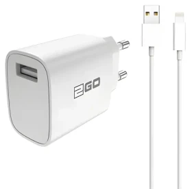 2GO biela / Sieťová nabíjačka / USB-A / 10,5 W / 5 V / 2,1 A / s káblom Lightning (797253)