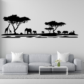 Veselá Stena Samolepka Africké safari Farba: čierna, Veľkosť: 80 x 26 cm