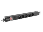 Lanberg PDU čierna / Zásuvková lišta do racku / 1U / 19" / 5x zásuvka / 16 A / 2 m (PDU-05E-0200-BK)