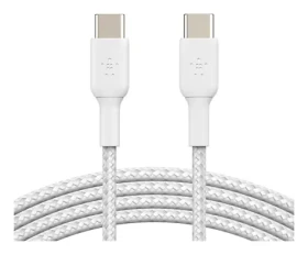 Belkin Opletený kábel USB-C - USB-C biela / Kábel / 1 m / 2 ks v balení (CAB004BT1MWH2PK)