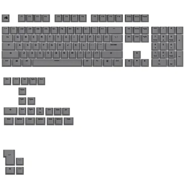 Glorious vymeniteľné klávesy GPBT Basics (ANSI US) - Armor Grey / PBT / 133 ks / ANSI US layout / Cherry MX(+) (GLO-KB-ACC-KC-GPBT-BA-AGRY-US)