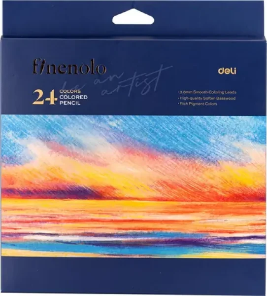 Finenolo Pastelky 24 ks / Šesťhranné drevené / Tuha 3,8 mm / Vopred orezané (EC131-24)