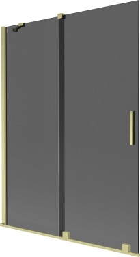 MEXEN/S - Velar dvojkrídlová posuvná vaňová zástena 130 x 150, grafit, zlatá kartáčovaná 896-130-000-41-55