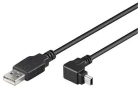 MicroConnect kábel USB2.0 A (M) - miniUSB B (M) zahnutý 90 ° 2m čierna / 480Mbit/s (USBAMB52A)