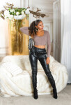 Sexy Musthave Highwaist leather look pants black Einheitsgroesse