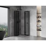 MEXEN/S - Mist-F Duo sprchovací kút skladacie dvere 75 x 75, čierna okraj, čierna 8A6-075L-075P-70-70