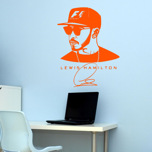 Veselá Stena Samolepka Lewis Hamilton F1 Farba: oranžová, Veľkosť: 60 x 47 cm