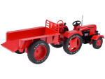 Mamido Červený kovový traktor s prívesom, otočné gumové kolesá 1:18 ZA5202