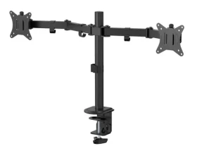 ESTUFF Dual Office Monitor Desk čierna / Stolný držiak pre dva monitory / 17-32" / 18 kg / VESA 75x75 mm (GLB227002)
