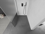 MEXEN/S - KIOTO Sprchová zástena WALK-IN 110x200 cm 8 mm, čierna, Transparent/matné sklo 800-110-101-70-35