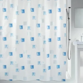 Spirella MILANO sprchový záves motív štvorcov 180 x 200 cm bielo-modrý/polyester (7610583011879)