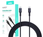 Aukey CB-SCC241 čierna / Nabíjací kábel USB-C - USB-C / 240 W PD / 5 A / nylonový oplet (CB-SCC241)