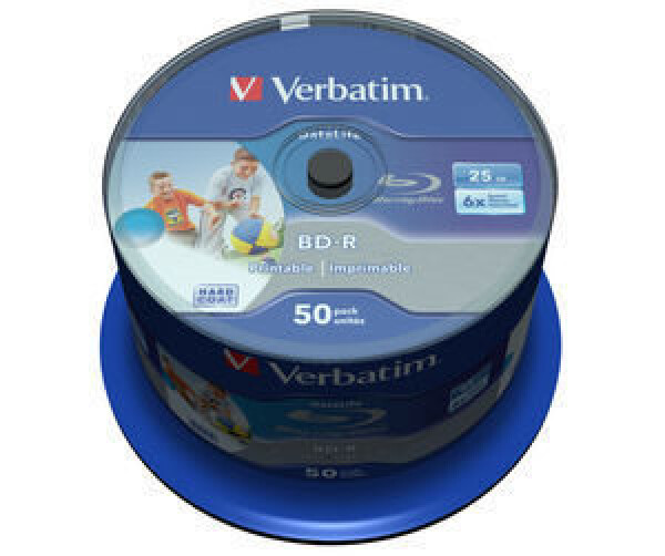 Verbatim BD-R SL 25GB 50ks / Hard Coat protective layer Wide Inkjet Printable / 6x / pre archiváciu dát / Spindle (43812-V)