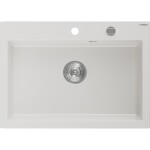 MEXEN MEXEN - Elix granitový drez 1-miska 700 x 500 mm, biela, sifón chróm 6526701005-20