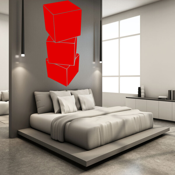 Veselá Stena Samolepka Kocky 3D Farba: červená, Veľkosť: 80 x 36 cm